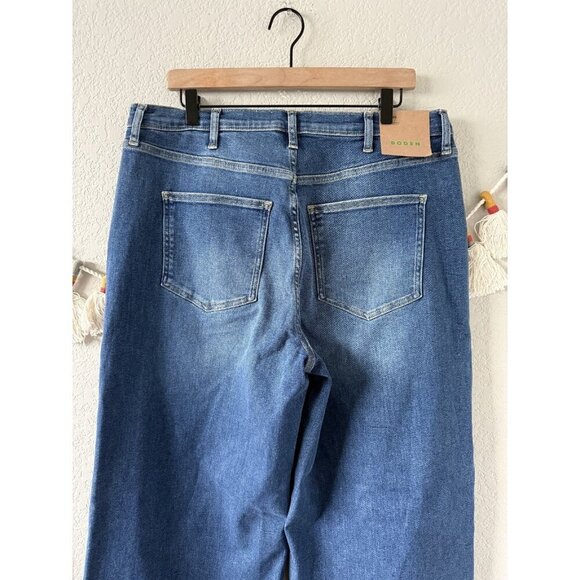 Boden High Rise Wide Leg Jeans Mid Vintage Wash Denim Boho Baggy NWT 32L - Picture 7 of 11